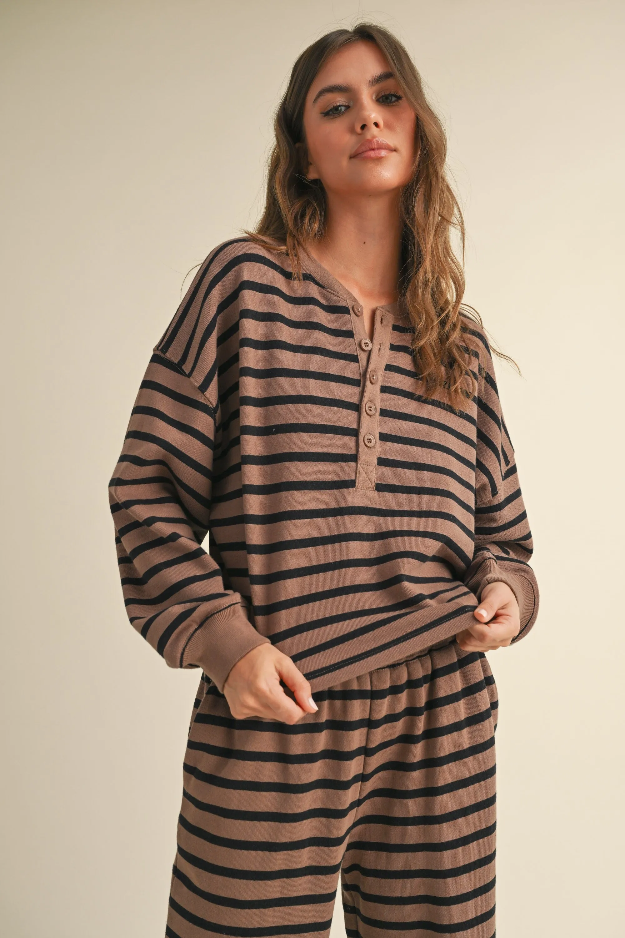 Striped Terry Pullover Top