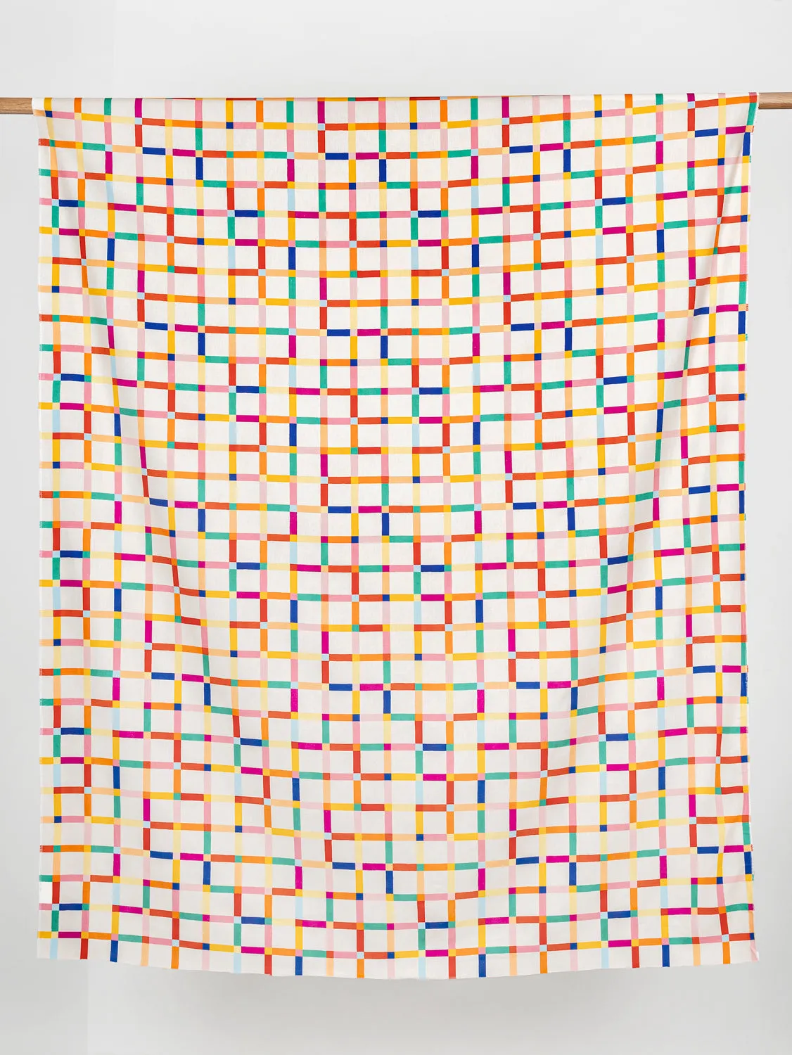 Teetertotter Check Print Organic Cotton Canvas - Cream   Multicolour