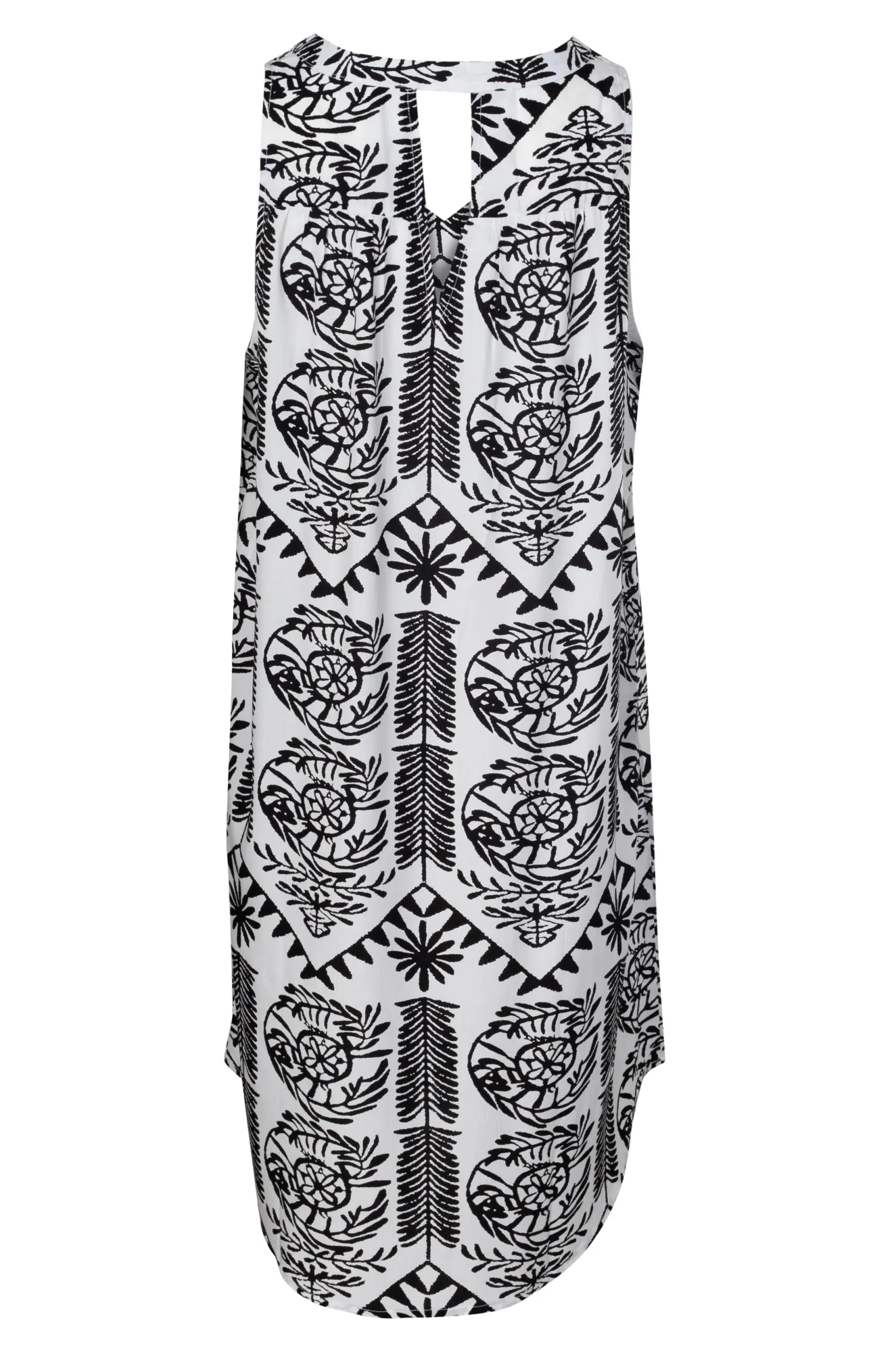 V neck Dress with keyhole back | BLACK WHITE TILE | 3351A1