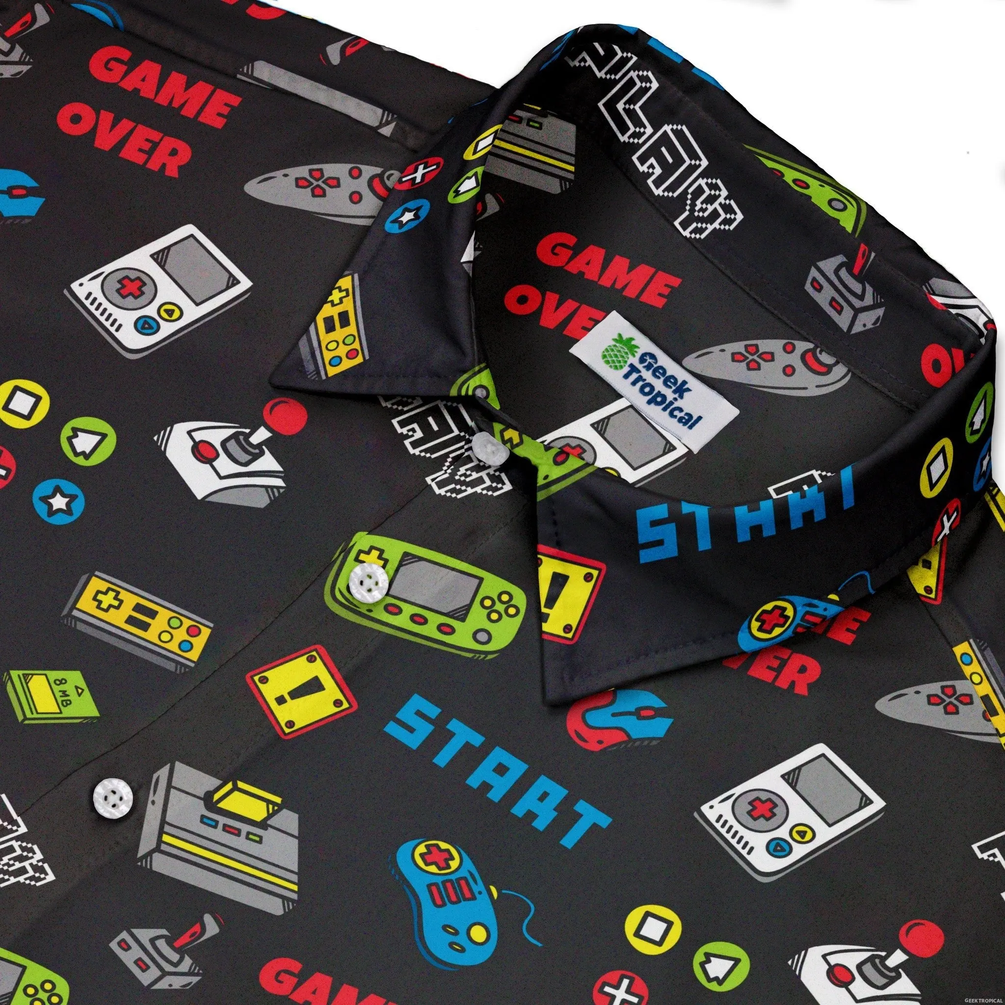 Video Gamer Black Video Game Button Up Shirt