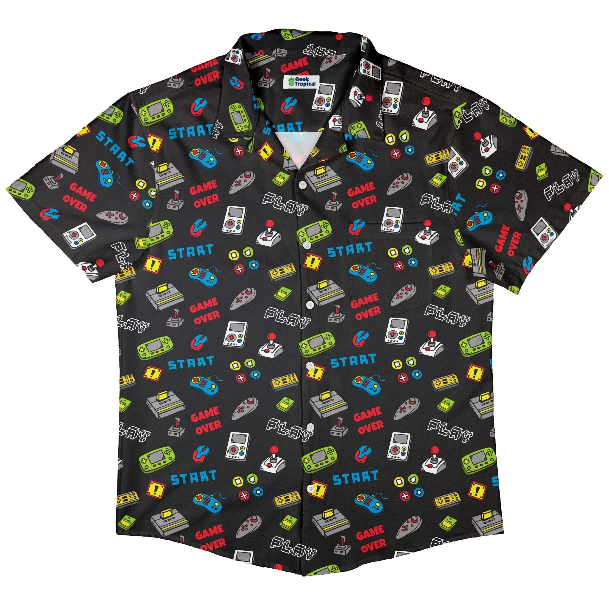 Video Gamer Black Video Game Button Up Shirt