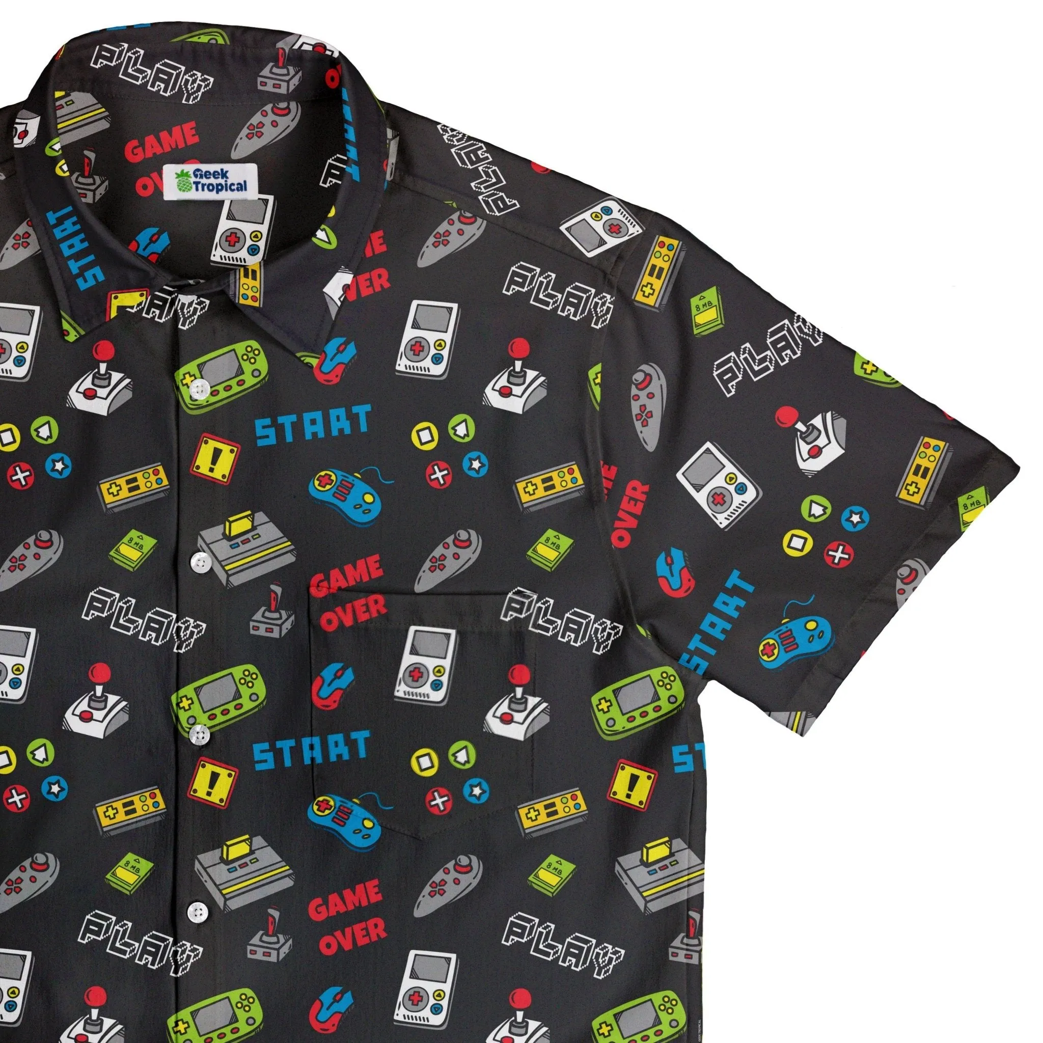 Video Gamer Black Video Game Button Up Shirt