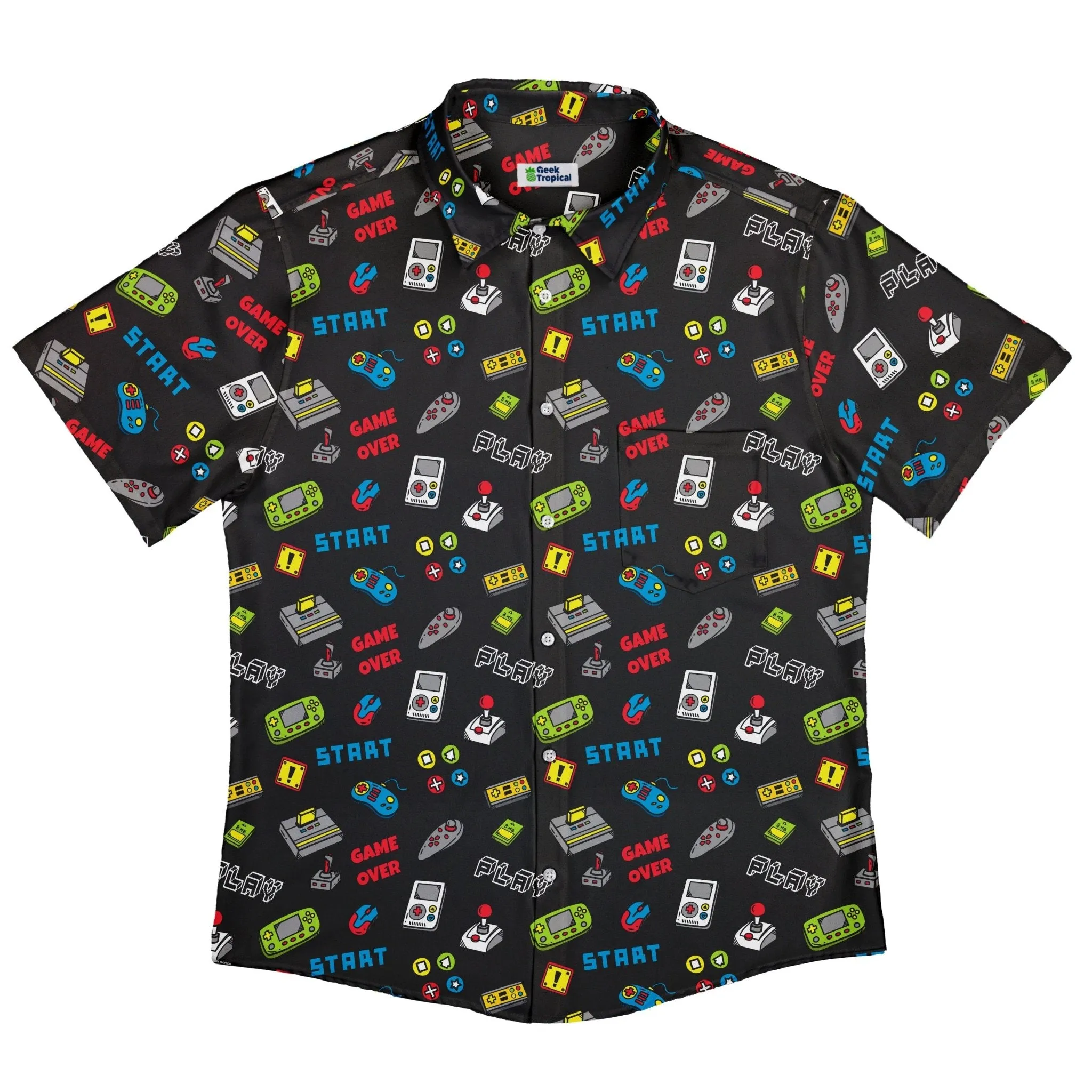 Video Gamer Black Video Game Button Up Shirt