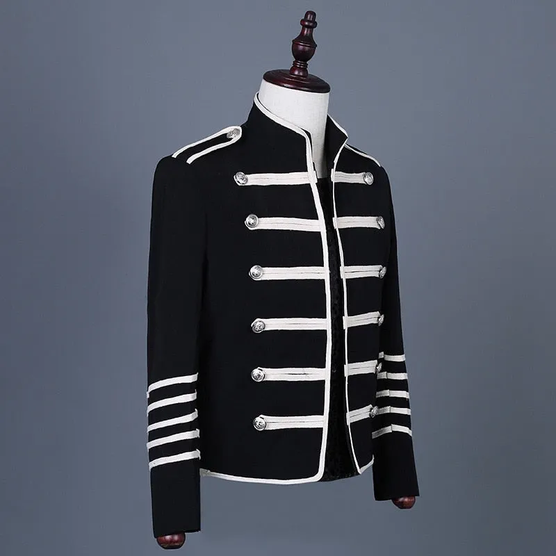 White Striped Shoulder Loop Men Blazer