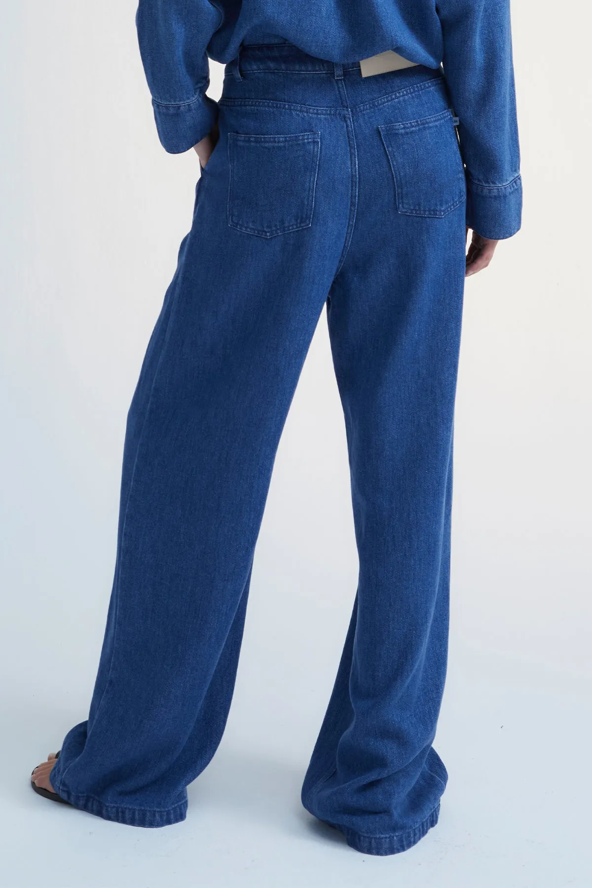 WIDE LEG DENIM TROUSERS "WOODLAND" BLUE