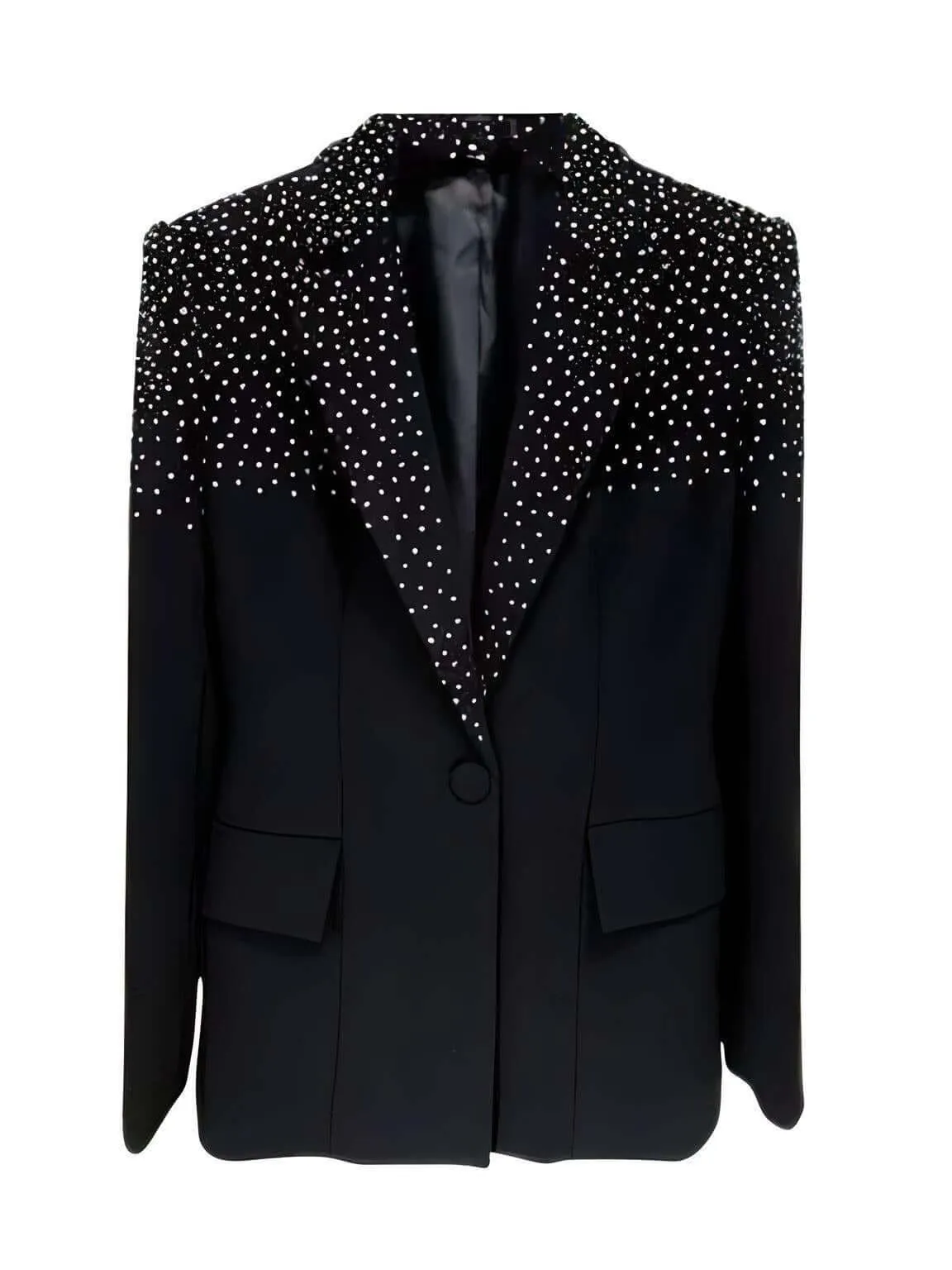 Women's White Single Button Blazer With Sequins - Now in Black Too!